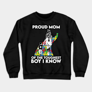 Proud Mom Autism Awareness Gift for Birthday, Mother's Day, Thanksgiving, Christmas Crewneck Sweatshirt